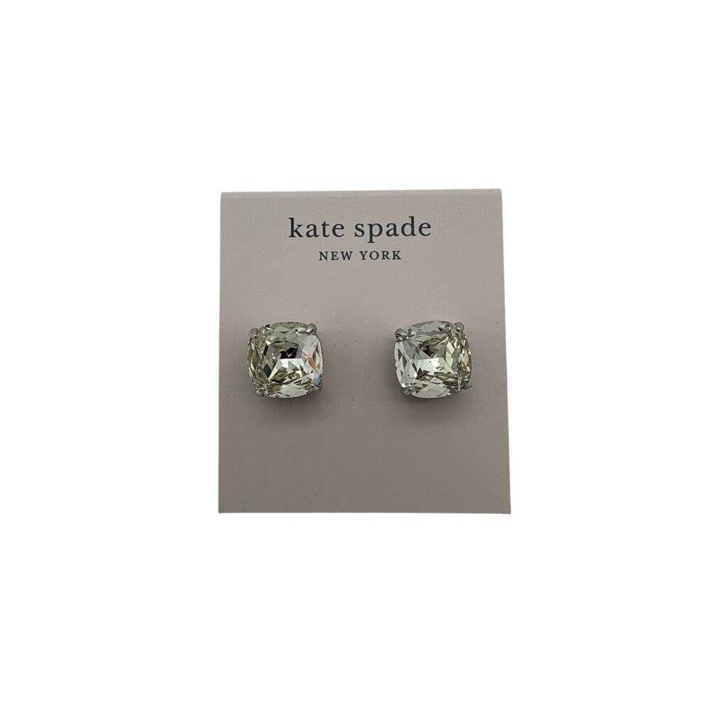 Kate Spade New‎ York Square Stud Earrings Clear Shiny Silver Tone Hardware